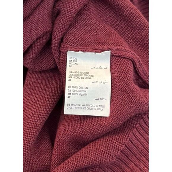 Mens XXL Plum Textured Cotton Sweater Red Burgundy Lightweight NWT - Picture 5 of 5